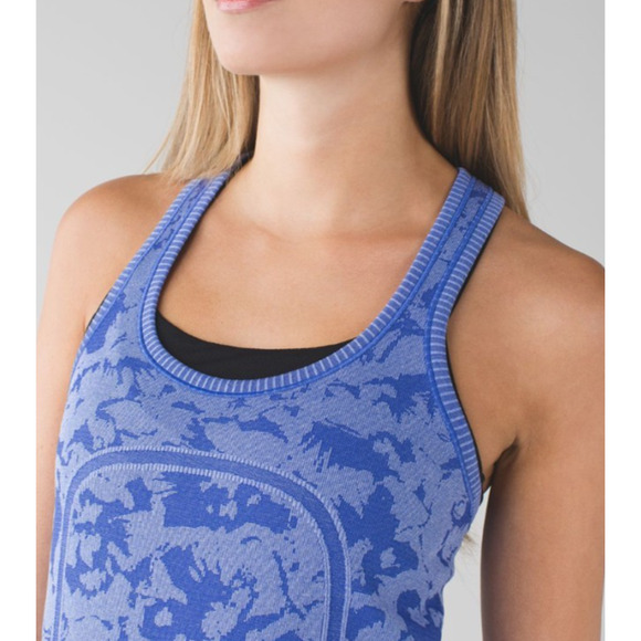 Lululemon Swiftly Tech Racerback Heathered Sapphire Blue Size 6 Gym Yoga Run - Picture 2 of 12